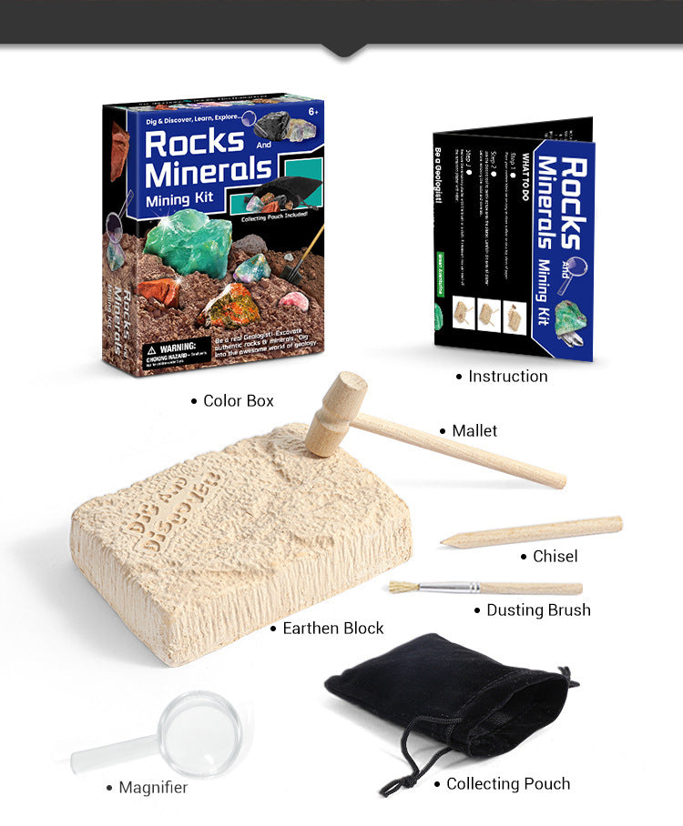 Gemstone Dig Kit DIY Activity Excavate 5 Real Crystals